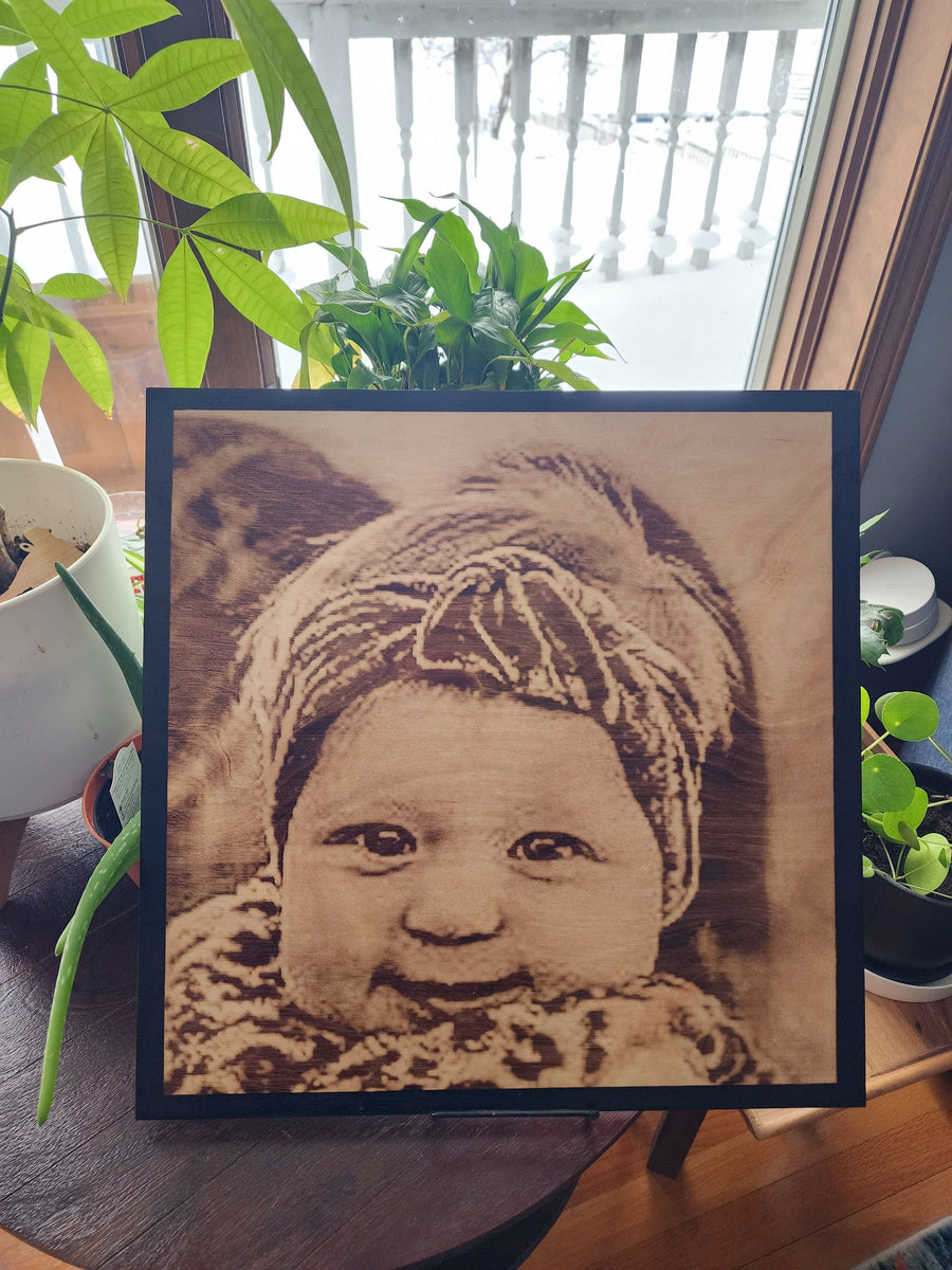 Wood Burnt Photo *Size 16x16* - 